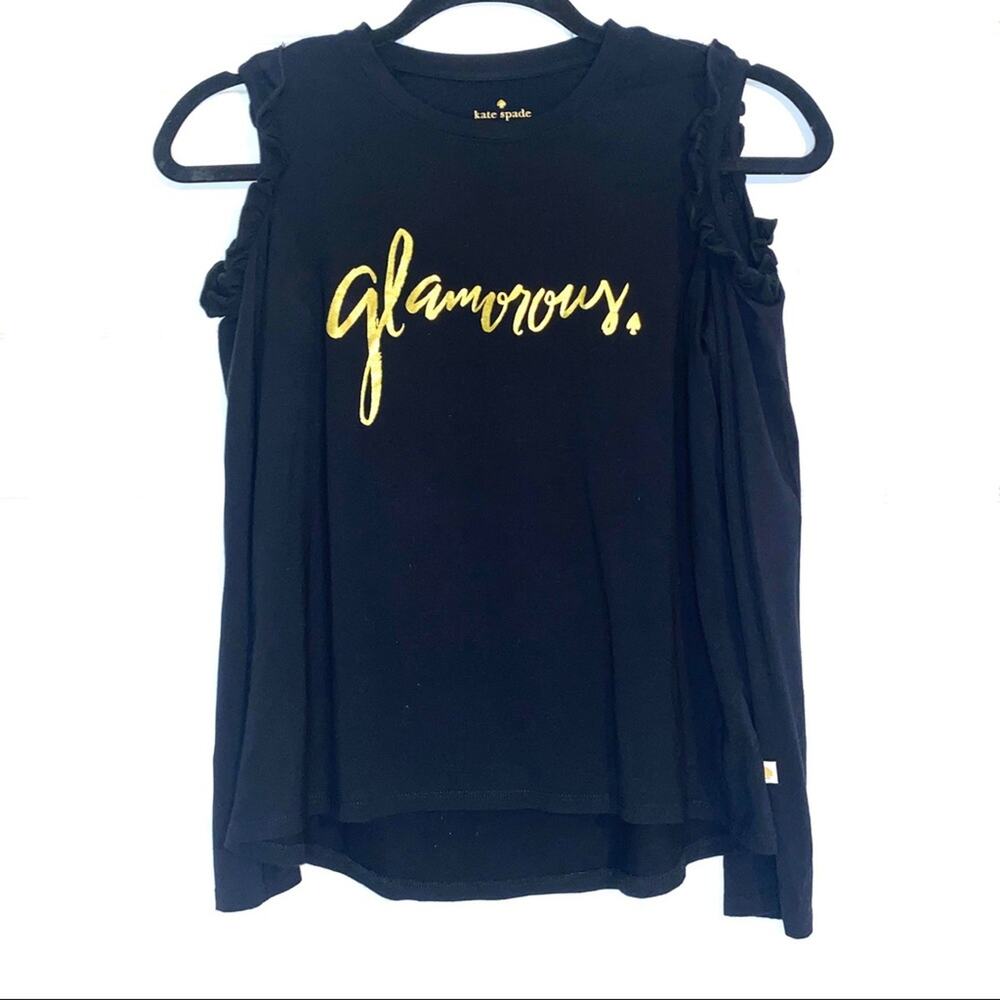 Kate Spade Girls Black Long Sleeve Glamorous Tee sz 12